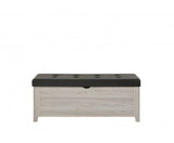 Blanket Box Ottoman Storage With Leather Upholstery In White Oak - JVEES