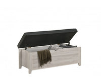 Blanket Box Ottoman Storage With Leather Upholstery In White Oak - JVEES