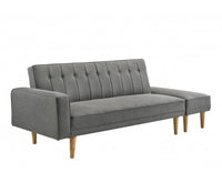 3 Seater Fabric Sofa Bed with Ottoman - Light Grey - JVEES