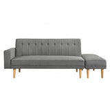 3 Seater Fabric Sofa Bed with Ottoman - Light Grey - JVEES