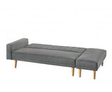 3 Seater Fabric Sofa Bed with Ottoman - Light Grey - JVEES