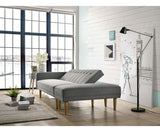 3 Seater Fabric Sofa Bed with Ottoman - Light Grey - JVEES