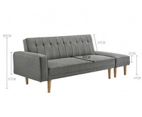 3 Seater Fabric Sofa Bed with Ottoman - Light Grey - JVEES