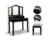 Dressing Table with Mirror - Black - JVEES