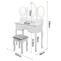 7 Drawer Dressing Table w/ Mirror White - JVEES