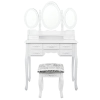 7 Drawer Dressing Table w/ Mirror White - JVEES