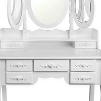 7 Drawer Dressing Table w/ Mirror White - JVEES