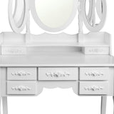 7 Drawer Dressing Table w/ Mirror White - JVEES