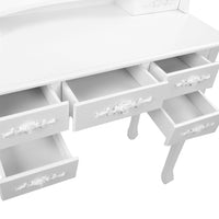 7 Drawer Dressing Table w/ Mirror White - JVEES