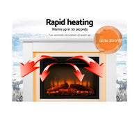 2000W Electric Fireplace Mantle Portable Fire Log Wood Heater 3D Flame Effect White - JVEES