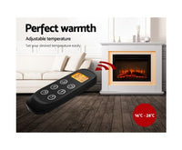 2000W Electric Fireplace Mantle Portable Fire Log Wood Heater 3D Flame Effect White - JVEES
