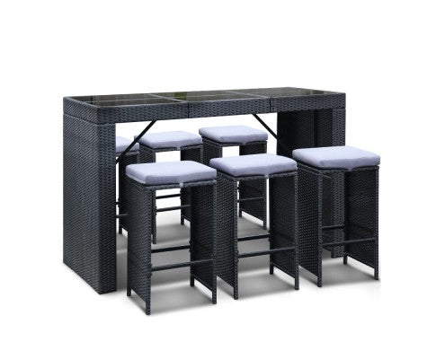 7-Piece Outdoor Bar Table and Stools Set - JVEES