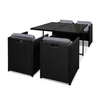 Rio Dining 5 Seater Set – Black & Grey