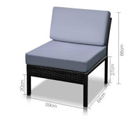 Stackable 6 pc Black Wicker Rattan Outdoor 5 Seater Furniture Set Grey - JVEES