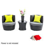 Stackable 4 pcs Black Wicker Rattan 2 Seater Outdoor Furniture Set Grey