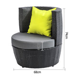 Stackable 4 pcs Black Wicker Rattan 2 Seater Outdoor Furniture Set Grey - JVEES