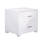 High Gloss Two Drawers Bedside Table Cabinet Lamp Unit White