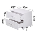 High Gloss Two Drawers Bedside Table Cabinet Lamp Unit White - JVEES