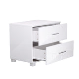 High Gloss Two Drawers Bedside Table Cabinet Lamp Unit White - JVEES