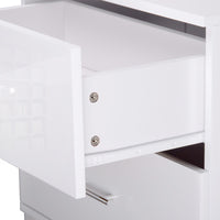 High Gloss Two Drawers Bedside Table Cabinet Lamp Unit White - JVEES