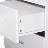 High Gloss Two Drawers Bedside Table Cabinet Lamp Unit White - JVEES