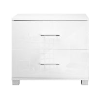 High Gloss Two Drawers Bedside Table Cabinet Lamp Unit White - JVEES