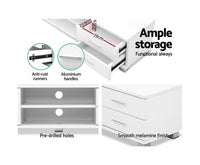 120cm Entertainment Unit Storage Cabinet Drawers Shelf - White - JVEES