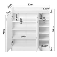 2 Doors Shoe Cabinet Storage Cupboard White - JVEES