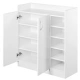 2 Doors Shoe Cabinet Storage Cupboard White - JVEES