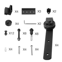 Sliding Barn Door Hardware Track Set Powder Coat Steel Black - 4M - JVEES