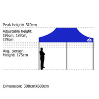 3mx6m Pop-up Garden Outdoor Gazebo Blue - JVEES