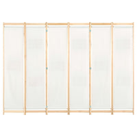 6-Panel Room Divider Cream 240x170x4 cm Fabric