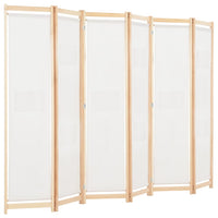 6-Panel Room Divider Cream 240x170x4 cm Fabric