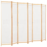 6-Panel Room Divider Cream 240x170x4 cm Fabric