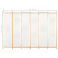 6-Panel Room Divider Cream 240x170x4 cm Fabric