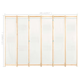 6-Panel Room Divider Cream 240x170x4 cm Fabric