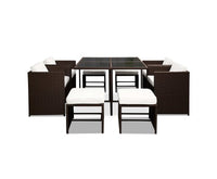 9 Piece Outdoor Dining Set Brown & White - JVEES
