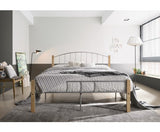 QUEEN Bed Frame w/ Solid Wood Post in Natural + Silver - JVEES