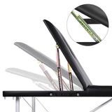 Portable Aluminium 3 Fold Massage Table Chair Bed Black 60cm - JVEES