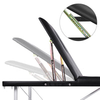 Portable Aluminium 3 Fold Massage Table Chair Bed Black 75cm - JVEES