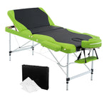 Aluminium Massage Table 3 Fold Green Black