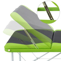 Aluminium Massage Table 3 Fold Green Black - JVEES