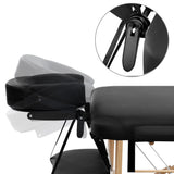 Portable Wooden 3 Fold Massage Table Chair Bed Black 70 cm - JVEES