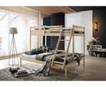 Solid Timber Triple Bunk Bed Single over Double Natural - JVEES