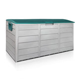 290L Plastic Outdoor Storage Box Container Weatherproof Grey Green - JVEES