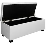 Large Ottoman PU Leather Chest Storage Box Foot Stool White - JVEES