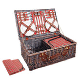 4 Person Picnic Basket Set w/ Cooler Bag Blanket