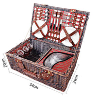 4 Person Picnic Basket Set w/ Cooler Bag Blanket - JVEES