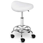 Saddle PU Swivel Salon Stool White