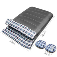 Camping Envelope Sleeping Bag Double Grey - JVEES